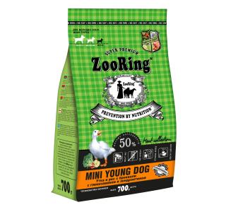 ZOORING Mini Young Dog
Утка и рис с брокколи с глюкозамином и хондроитином Полнорационный сухой корм. 700г