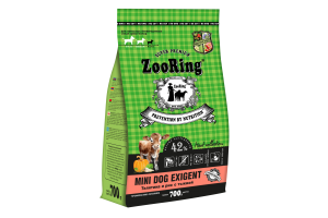 ZOORING Mini Dog Exigent Полнорационный сухой корм с телятиной и  рисом с тыквой, 700г