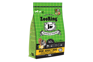 ZOORING Mini Adult Dog Индейка и рис с грушей с глюкозамином и хондроитином. Полнорационный сухой корм, 700г