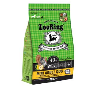 ZOORING Mini Adult Dog Индейка и рис с грушей с глюкозамином и хондроитином. Полнорационный сухой корм, 700г