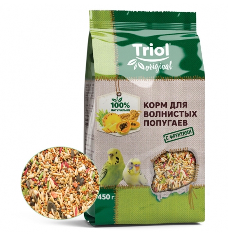 TRIOL Original Корм для волнистых попугаев с фруктами, 450г