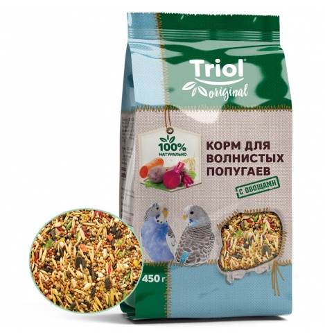 TRIOL Original Корм для волнистых попугаев с овощами, 450г