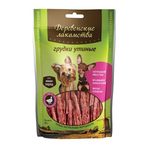 Деревенские лакомства Грудки утиные, 55г