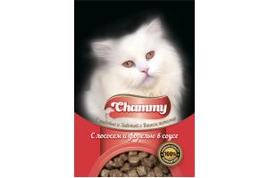 Chammy Консервированный корм для кошек с лососем и форелью в соусе, 85г