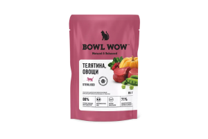 BOWL WOW Влажный корм для стерилизованных кошек: телятина, овощи, 85 гр