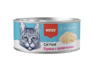 Wanpy Cat Консервы для кошек "Курица с креветками", 95 г