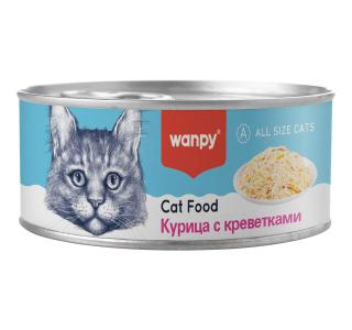 Wanpy Cat Консервы для кошек "Курица с креветками", 95 г