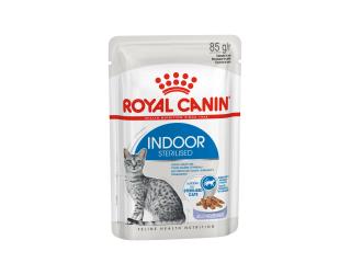 Royal Canin Indoor Sterilised Консервированный корм для взрослых кастрированных и стерилизованных кошек, живущих в помещении, кусочки в желе, 85гр