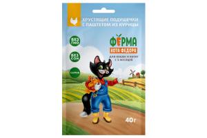 Ферма Кота Федора Хрустящие подушечки для кошек и котят с паштетом из курицы, 40 гр