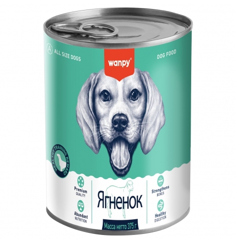 Wanpy Dog Консервы для собак из ягненка, 375 г