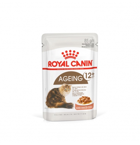 Royal Canin Ageing 12+ Консервированный корм для стареющих кошек в возрасте старше 12 лет, мелкие кусочки в соусе, 85гр