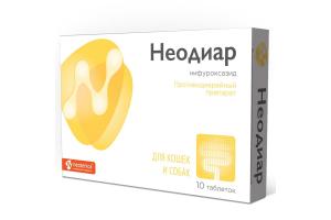 Неодиар Препарат для лечения острой и хронической диареи у кошек и собак, 10таб.