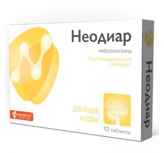 Неодиар Препарат для лечения острой и хронической диареи у кошек и собак, 10таб.