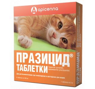 Празицид, таблетки от внутренних паразитов для кошек, 6 табл. 200 мг