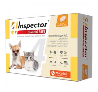 Inspector Quadro Tabs, таблетки для кошек и собак 0,5-2кг, 2 таблетки