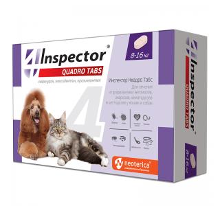 Inspector Quadro Tabs, таблетки для кошек и собак 8-16кг, 2 табл.