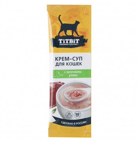 TiTBiT крем-суп для кошек с кусочками утки, 35 г