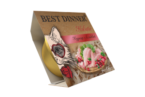 Best Dinner Holistic Влажный консервированный полноценный корм для взрослых и стерилизованных кошек. Мясные волокна в желе курица с клюквой, 75 г