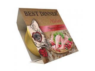 Best Dinner Holistic Влажный консервированный полноценный корм для взрослых и стерилизованных кошек. Мясные волокна в желе курица с клюквой, 75 г