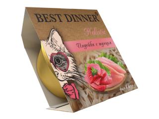 Best Dinner Holistic Влажный консервированный полноценный корм для взрослых и стерилизованных кошек. Мясные волокна в желе индейка с тунцом, 75 г