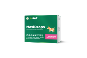 МаксиДропс для собак весом от 5 до 10 кг, от клещей, блох, вшей, круглых и ленточных гельминтов