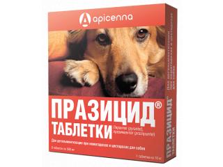Празицид, таблетки от внутренних паразитов для собак, 6 табл. 500 мг