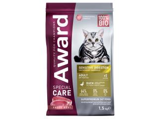 AWARD SPECIAL CARE Sensitive Digestion Сухой корм для взрослых кошек с чувствительным пищеварением со свежим мясом утки 1,5кг