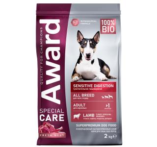 AWARD SPECIAL CARE Sensitive Digestion Сухой корм для взрослых собак всех пород с чувствительным пищеварением со свежим мясом ягненка 2кг
