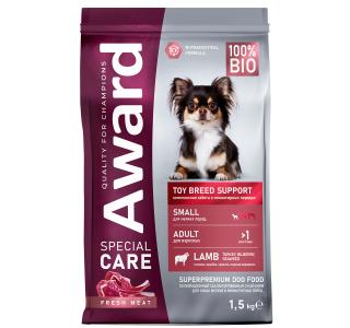 AWARD SPECIAL CARE Toy Breed Support Сухой корм для взрослых собак мелких и миниатюрных пород со свежим мясом ягненка 1,5кг