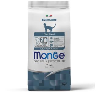 Monge Cat Speciality Line Monoprotein Sterilised  Сухой корм для стерилизованных кошек, из форели 1,5 кг