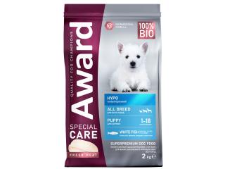 AWARD SPECIAL CARE HYPO PUPPY Сухой корм со свежей белой рыбой для щенков от 1 мес., беременных и кормящих собак всех пород, склонных к аллергии, 2кг