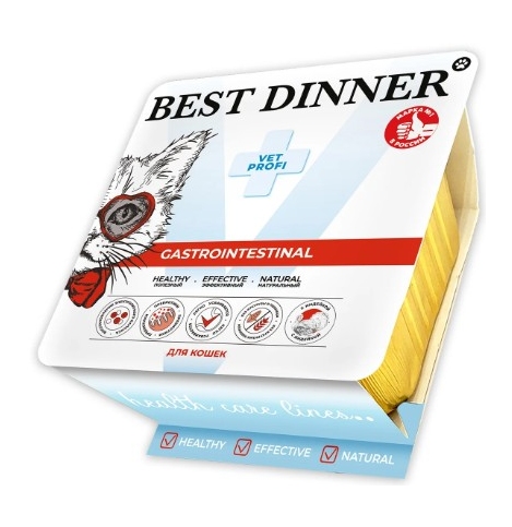 Best Dinner Vet Profi Gastrointestinal Консервированный корм для кошек с индейкой, 100г