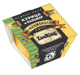 ZooRing Курица и кальмар по-фламандски Корм консервированный для кошек и котят всех пород, 75г