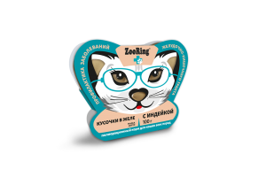 ZooRing Кусочки в желе с индейкой Полнорационный консервированный корм для кошек для профилактики заболеваний ЖКТ, 100г