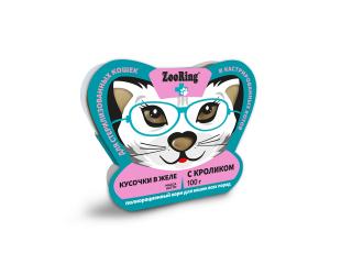 ZooRing Кусочки в желе с кроликом Полнорационный консервированный корм для стерилизованных кошек и кастрированных котов, 100г