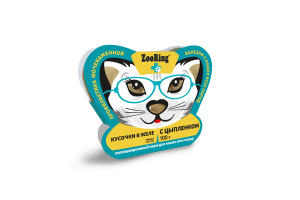 ZooRing Кусочки в желе с цыпленком Полнорационный консервированный корм для кошек для профилактики МКБ, 100г