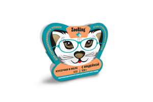 ZooRing Кусочки в желе с индейкой Полнорационный консервированный корм для стерилизованных кошек и кастрированных котов, 100г