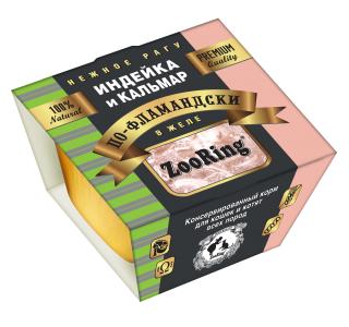 ZooRing Индейка и Кальмар по-фламандски Корм консервированный для кошек и котят всех пород, 75г