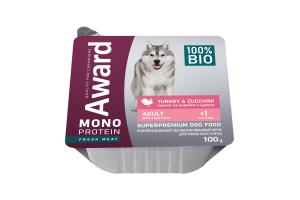 AWARD Monoprotein Влажный корм для взрослых собак паштет из индейки с цукини 100г