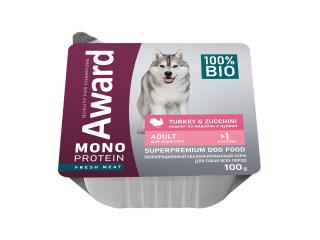 AWARD Monoprotein Влажный корм для взрослых собак паштет из индейки с цукини 100г