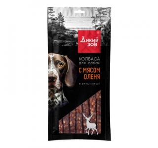 Дикий зов Лакомство для
собак Колбаса с мясом оленя и брусники, 85г