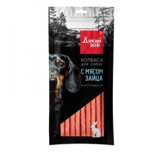 Дикий зов Лакомство для
собак Колбаса с мясом зайца и морошкой, 85г