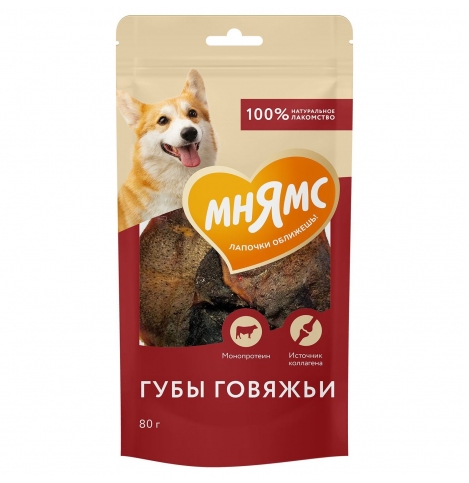 Мнямс Лакомство На каждый день для собак Губы говяжьи 80 г