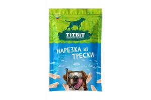 TiTBiT Рыбные
лакомства для собак Нарезка из трески, 80г