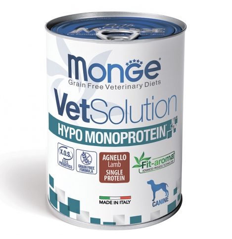 Monge VetSolution Dog Hypo Monoprotein LAMB Гипо монопротеин с ягнёнком Диетический корм для собак для снижения реакции пищевой непереносимости 400г