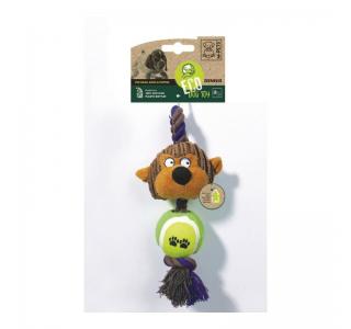 M-PETS игрушка мягкая для собак Обезьянка Деннис с канатом и мячиком, 24 см