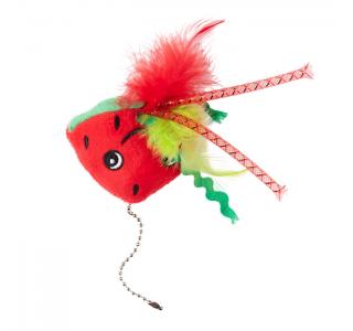 Mr.Kranch Игрушка для кошек Арбузик плюшевая с кошачьей мятой и перышками 16 см красная