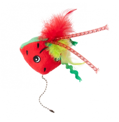 Mr.Kranch Игрушка для кошек Арбузик плюшевая с кошачьей мятой и перышками 16 см красная