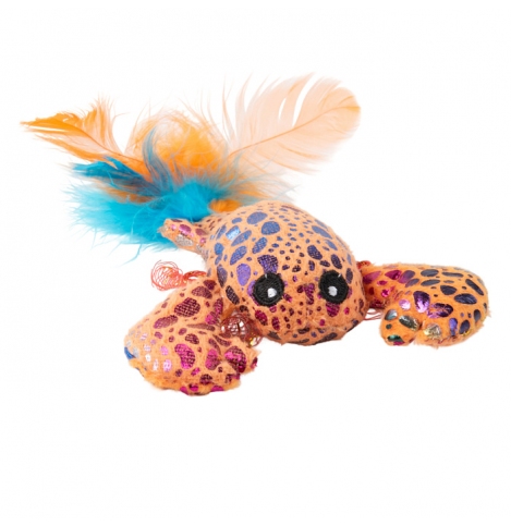 Mr.Kranch Игрушка для кошек для кошек Лобстер плюшевая с кошачьей мятой и перышками 9 см оранжевая