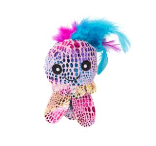 Mr.Kranch Игрушка для кошек "Осминожка" с кошачьей мятой и перышками, 6,5 см розовая